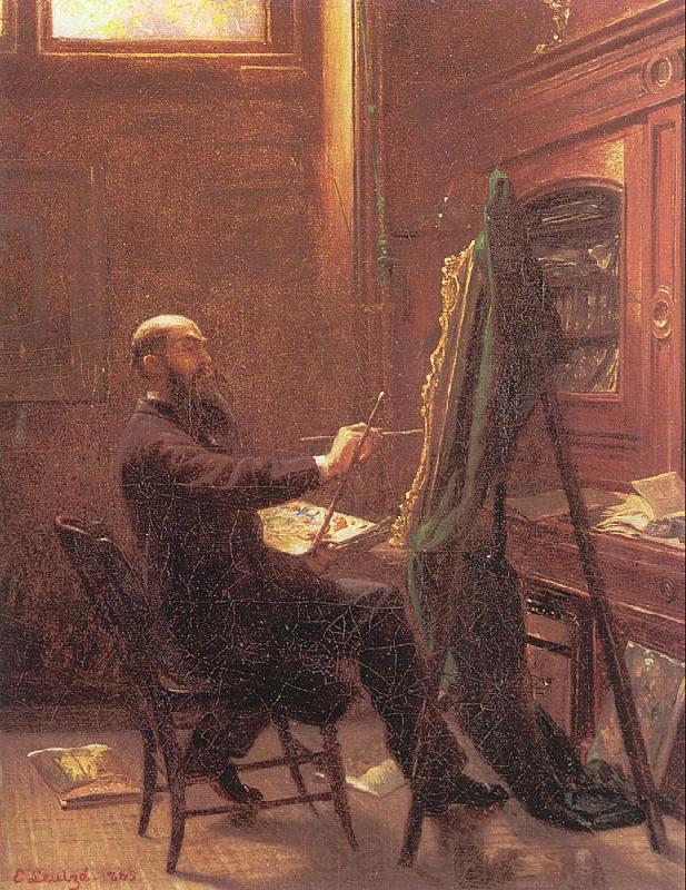 Leutze, Emmanuel Gottlieb Worthington Whittredge in his Tenth Street Studio Norge oil painting art